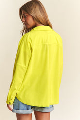 Snap Down Long Sleeve High Low Shacket J.NNA